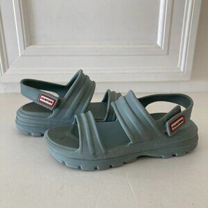 Hunter Bloom Algae Green Foam Strappy Sandals Sz 6